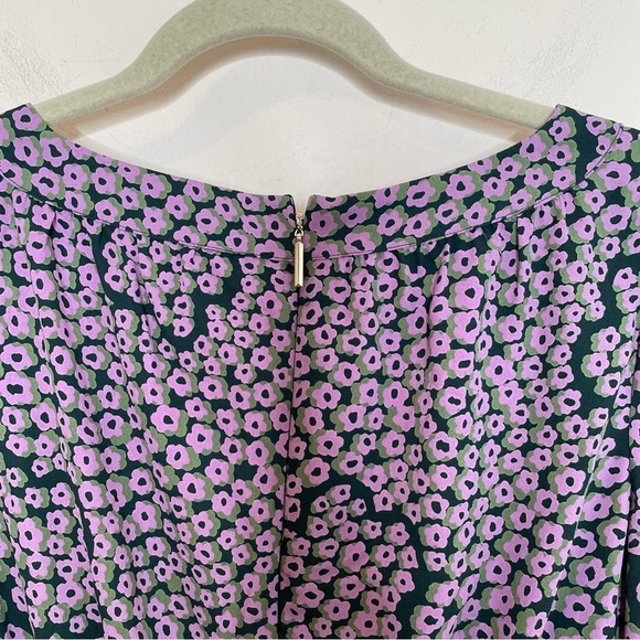 Kate Spade Flair Flora Purple Floral Print Mini Dress Deep Spruce Size 2 - Picture 7 of 8